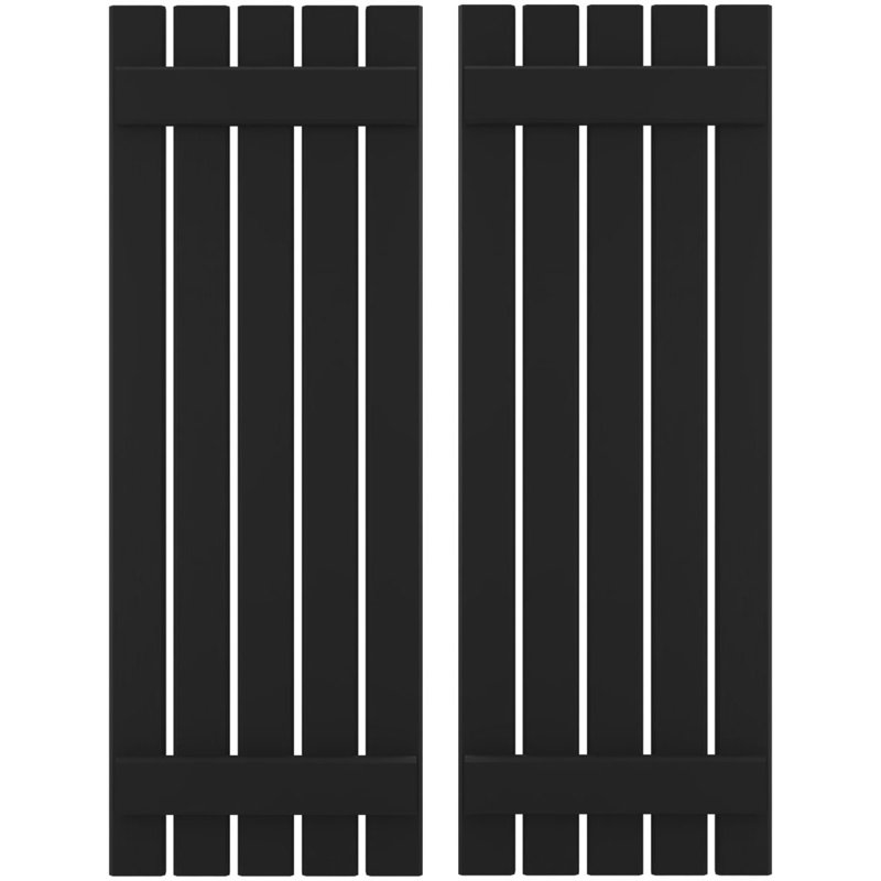 Americraft (2 Batten) Spaced Board-n-Batten Shutters (Per Pair), Black, 19 1/2", 37"
