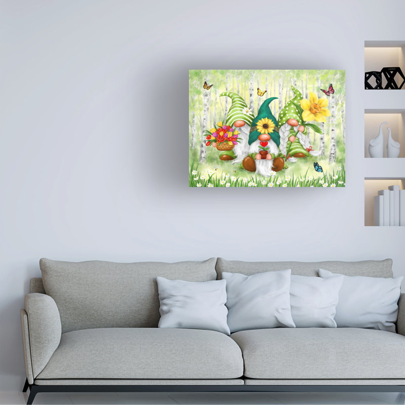 Art sur toile, ginomes de printemps, H 24 po x l 32 po