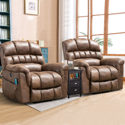 41.3" Wide Extra Large Faux Leather Upholstered Modern Power Lift Reclining Heated Vibration Massage