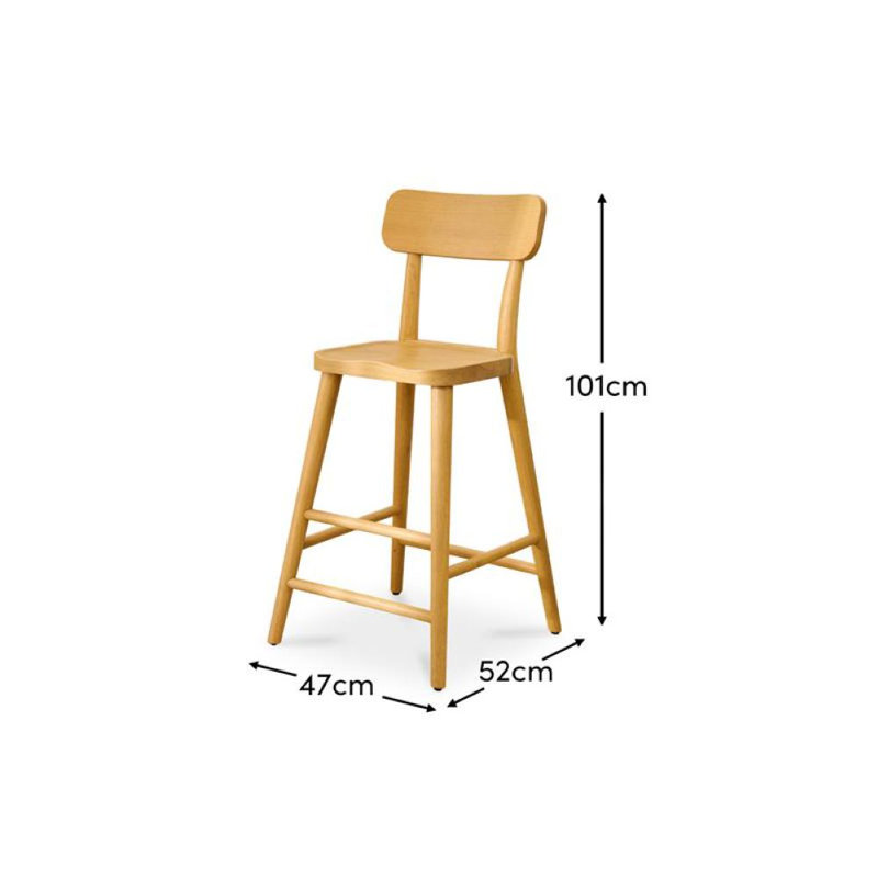Counter Stool with Solid Wood Frame, Pale Oak