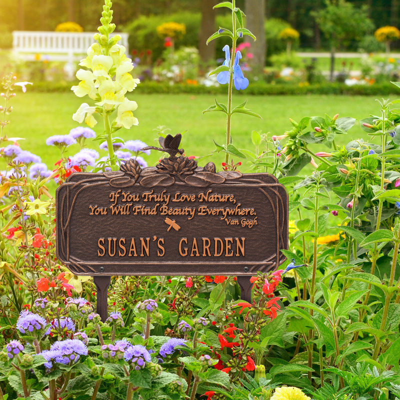 Dragonfly Quote Personalized Garden Sign, Antique Copper, Yes