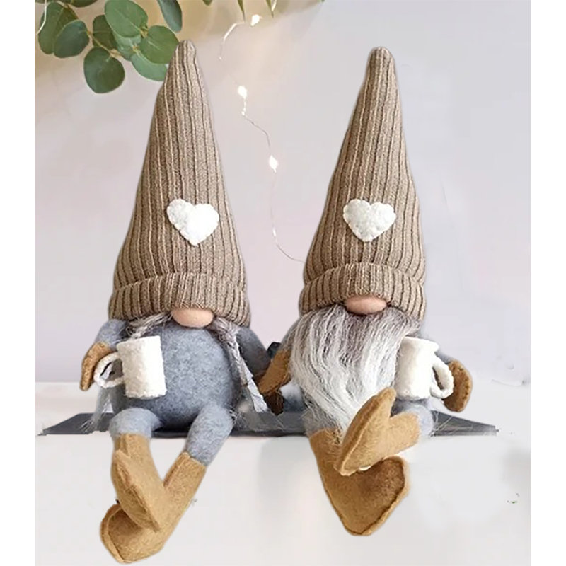 Gnomes sans visage tricotés, décorations de Noël, 2 pièces, brun, Brun