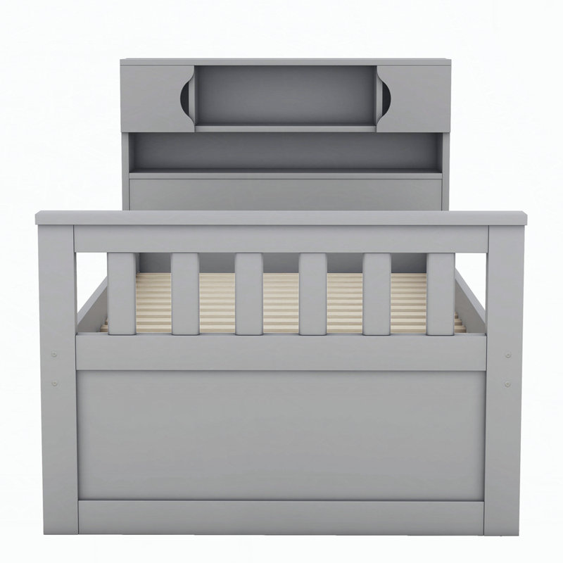 Lit bibliothèque avec rangement Ignacy, Grey