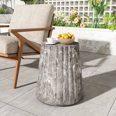 Outdoor Cleme Carved Side Table