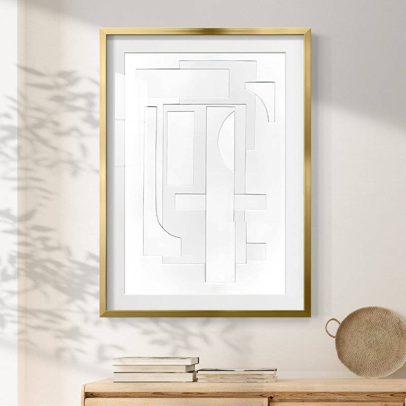 Blanc géométrique I - impression encadrée, H 28,5 po x l 20,5 po