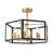 6-Light Industrial Lantern Semi Flush Mount Ceiling Light Candle Style Gold And Black Finish Geometric Cage Dining Light-411521458