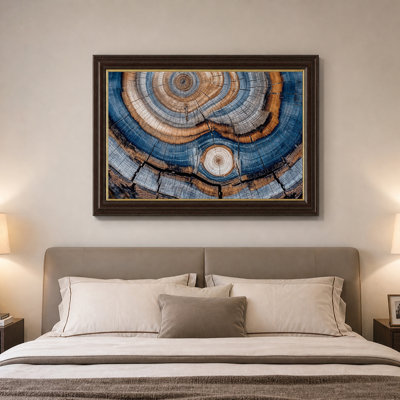 Blue and Brown Tree Ring Cross Section Texture Canvas Wall Art