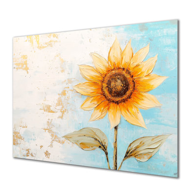 Minimal Symphony Of A Sunflower I - Floral Metal Wall Art, Sunflower Metal Print
