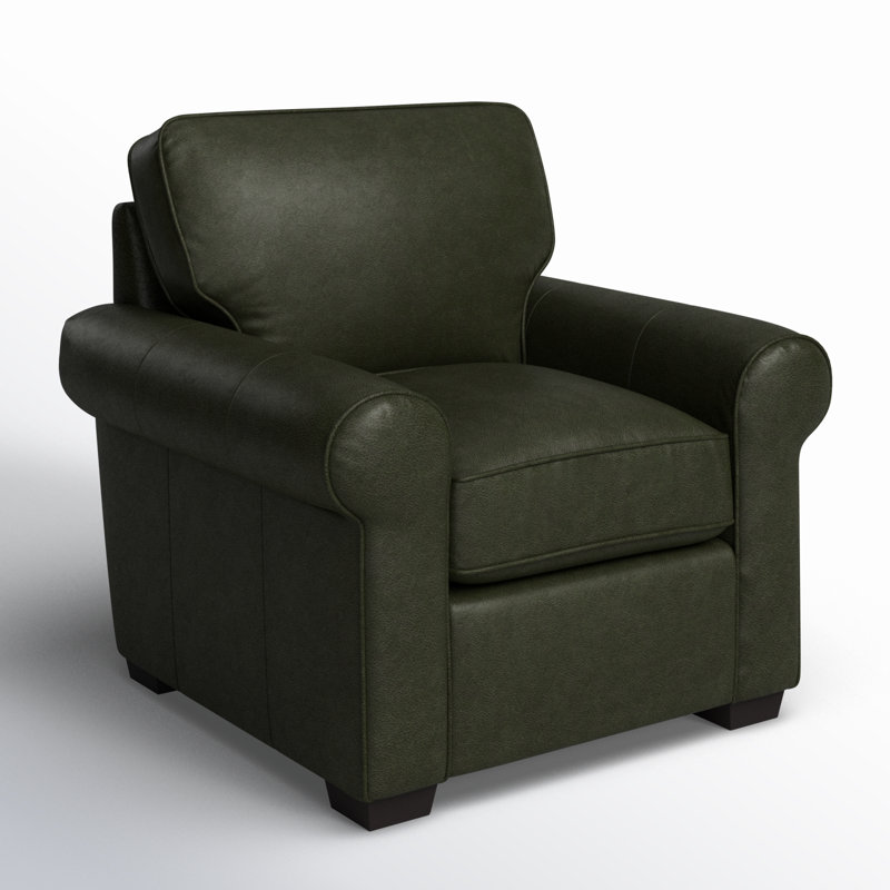 Porter Genuine Leather Armchair, Steamboat Charcoal Genuine Leather