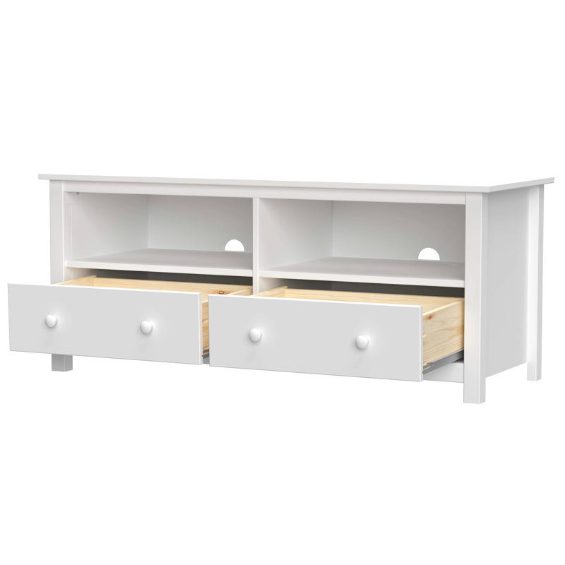 Albrecht Solid Wood TV Stand 55" with 2 Drawers and Ample Storage, White