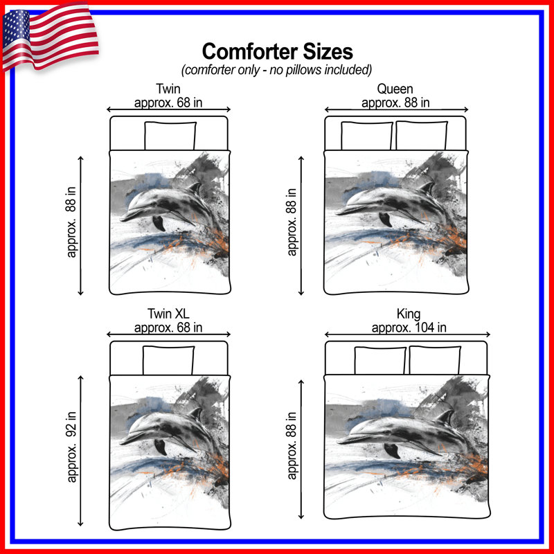 Abstract Dolphin Art Comforter, Twin Extra Long