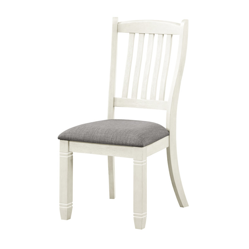 De 2 chaises de salle à manger décontractées, structure en bois gris antique, siège en tissu texturé, revêtement latéral de 40 po de hauteur et 2 pièces, 19,5 po x 19 po x 40 po
