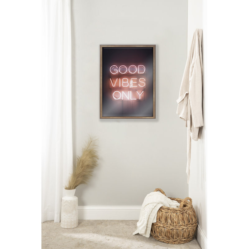 «Good Vibes Only Neon Sign» par The Creative Bunch Studio - impression de cadre photo sur verre