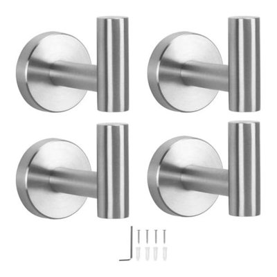 Bath Towel Hooks- SUS 304 Stainless Steel Robe Hook Holder, Heavy Duty Coat Hook For Bathroom Livingroom Hotel Kitchen Garage, Wall Mounted- 4 Pack (B -  Fish hunter, mjggB092S2ZY6N