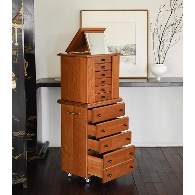 Armoire à bijoux style français en bois de cerisier crème