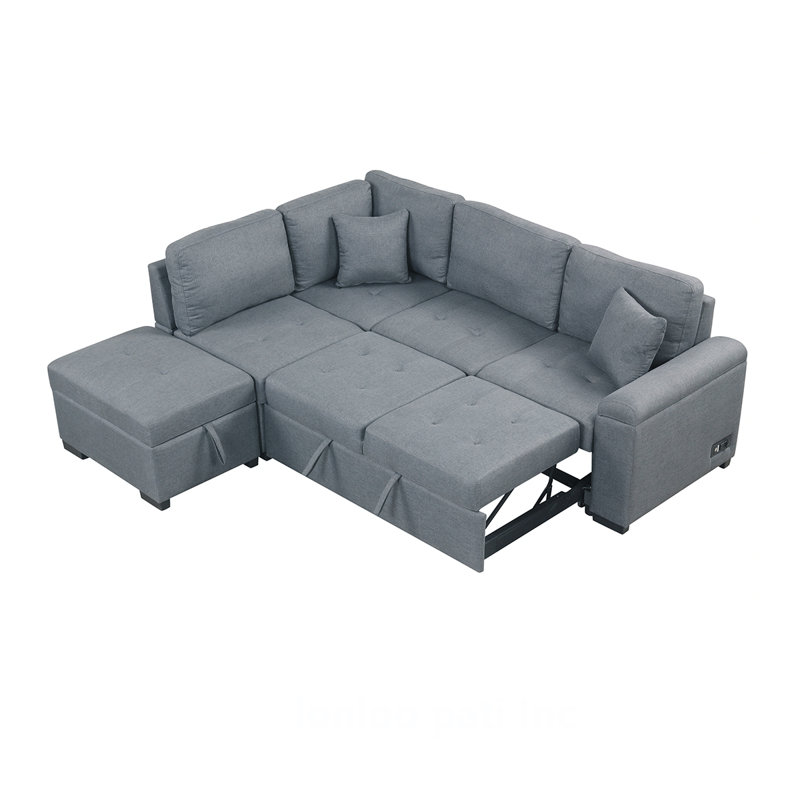 Versatile L-Shape Sleeper Sectional Sofa With Storage Ottoman And USB Charging For Modern Living Spaces