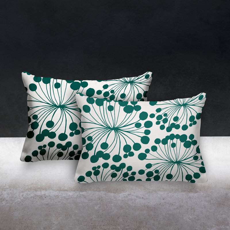 Floral Outdoor Reversible Throw Pillow, Emerald