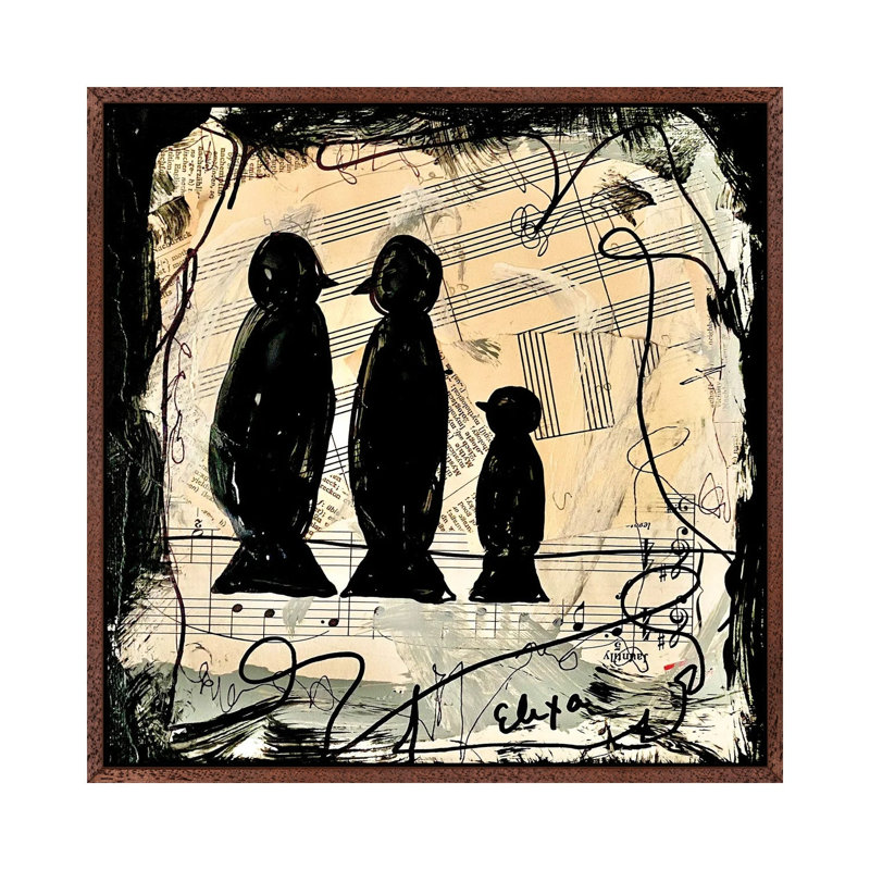 Three Songbirds by Elexa Bancroft - Print on Canvas, 66.04 cm H x 66.04 cm W, Classic Brown Wood Framed