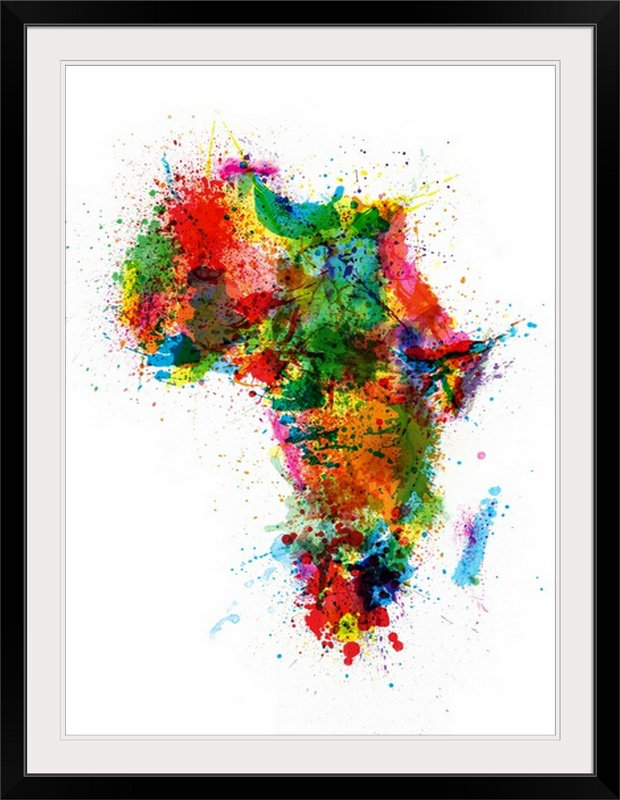 «Francy Afrique peinture éclaboussures» par Michael Tompsett, impression, H 30 po x l 22 po x P 1,5 po, Toile