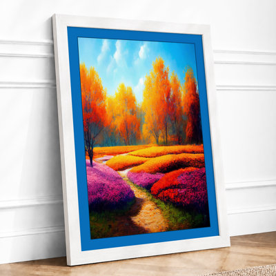 Wildflower Path in Autumn Boho 1 Piece Single Picture Frame Wall Art