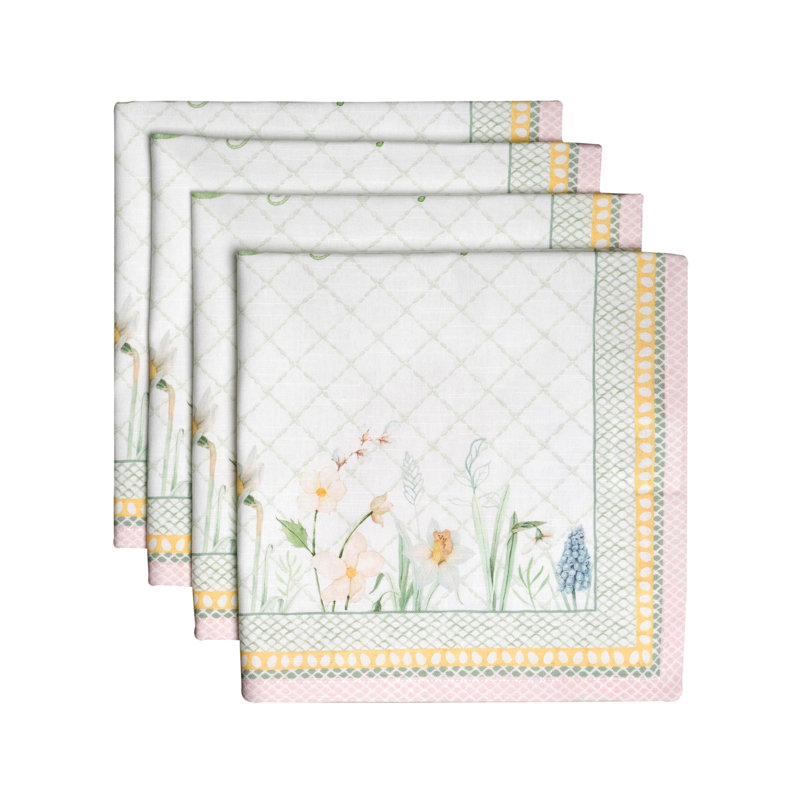 Maison d' Hermine Cloth Napkins Set of 4 100% Cotton Everyday Reusable Square Napkins Cloth Washable Dinner Party Wedding Restaurant Valentines Day Decorations Spring/Summer (Easter Dew, 20" x 20")