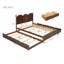 Lit plateforme grand en noyer avec lit gigogne simple TG et tiroirs de rangement, base de lit d'invité en bois massif rustique