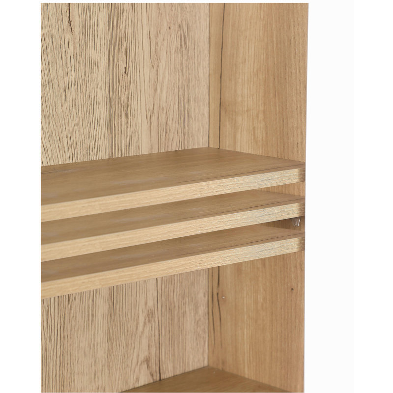 Bathroom Wall Cabinet with Double - Door, Bottom Shelf, Wavy - Patterned Doors, Adjustable Inner Shelf, Easy Installation, White & Natural Wood