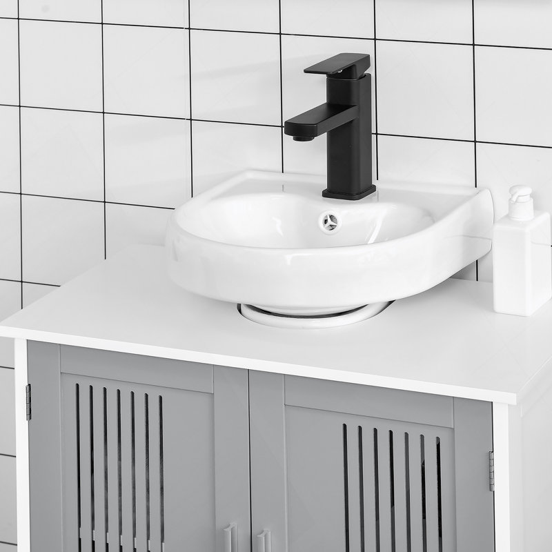 Armoire sous le lavabo avec portes, meuble-lavabo avec tablettes réglables