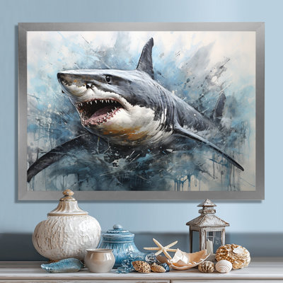 Minimalism Blue Shark Painting - Shark Wall Art