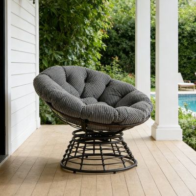 Outdoor 360° Swivel Rattan Chair With Cushion