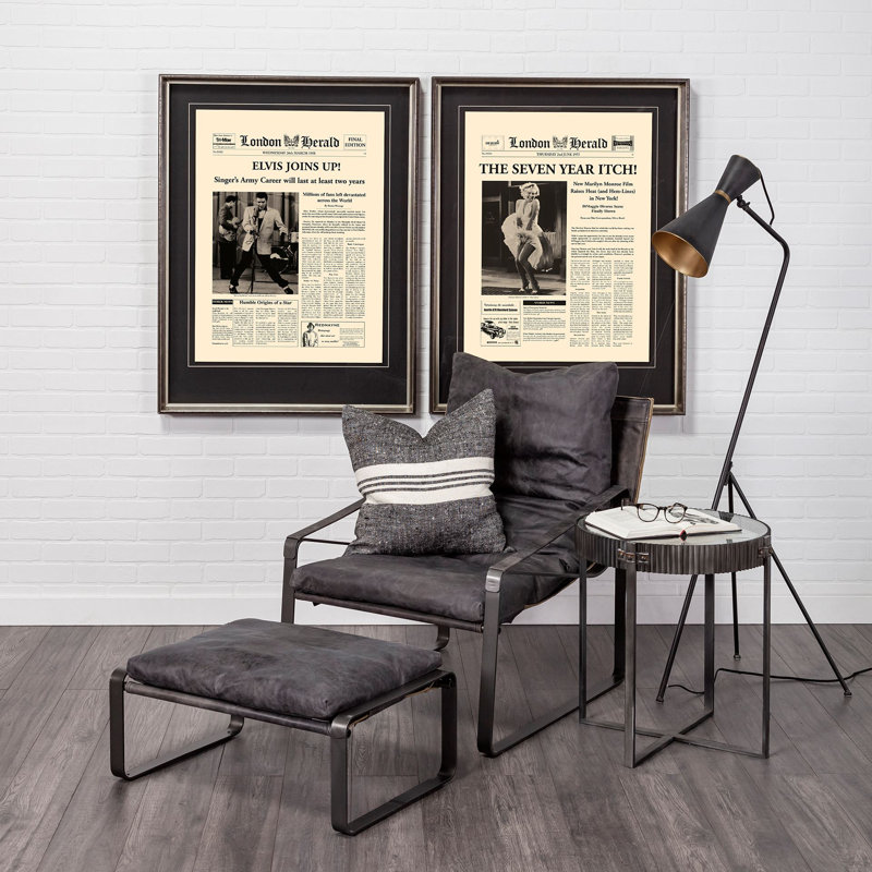 Colette Upholstered Armchair, Black Genuine Leather