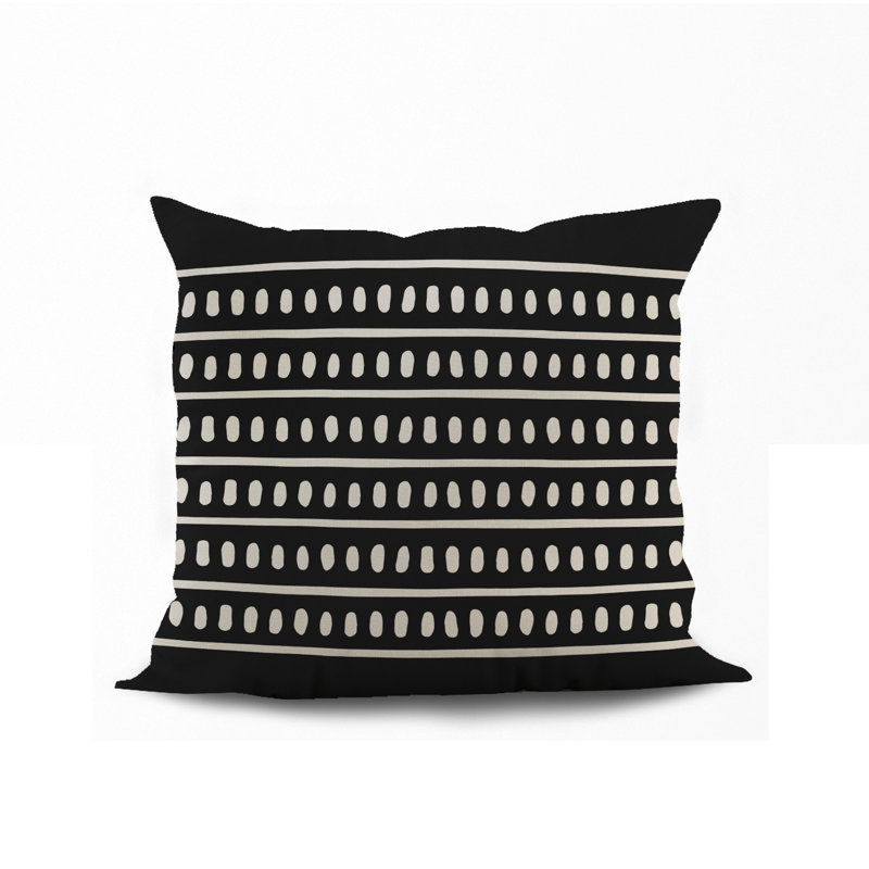 Jeté carré en polyester intérieur / extérieur, L 17 po x H 17 po, Noir
