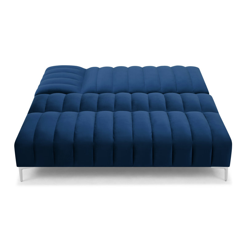 Decato Upholstered Sleeper Corner Sofa , Midnight Blue Velvet