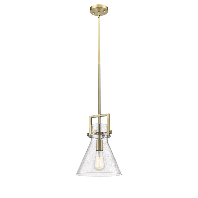 Luminaire suspendu avec tige 30 po Coterie, Laiton brossé, Bullé, H 13,63 po x l 10 po x P 10 po