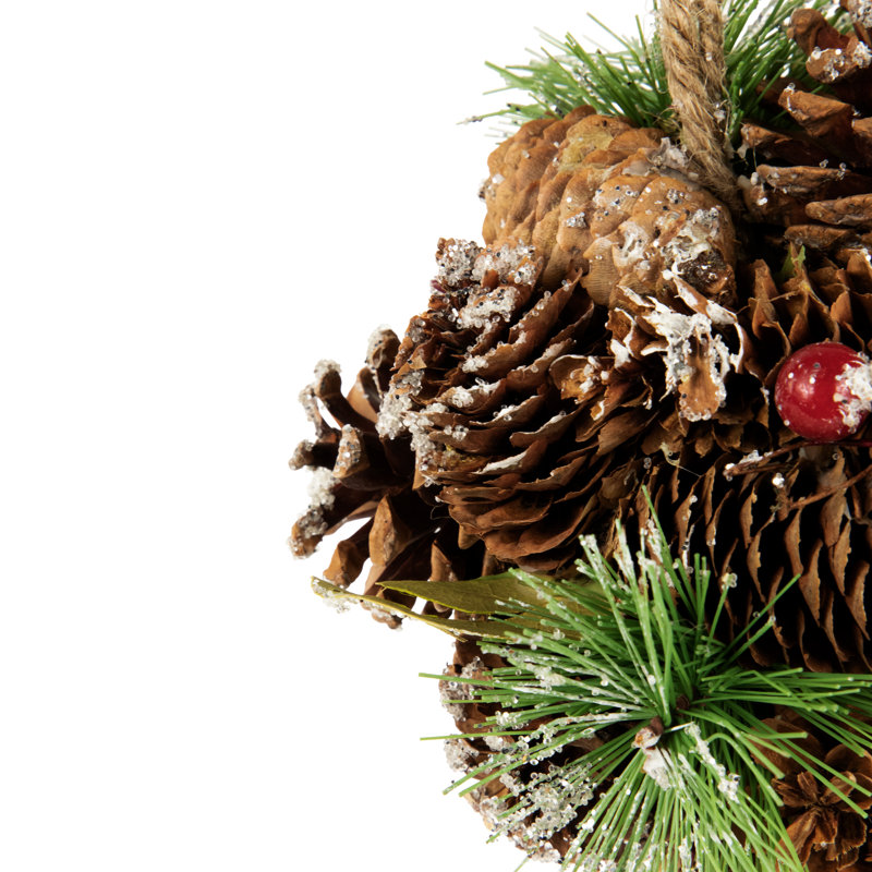 Pinecone and Mixed Foliage Ball Ornament