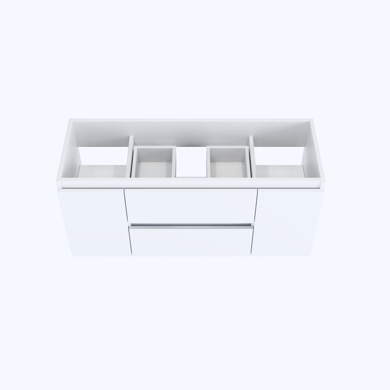 White Wall-Mounted Floating Bathroom Vanity with Ceramic Porcelain Countertop