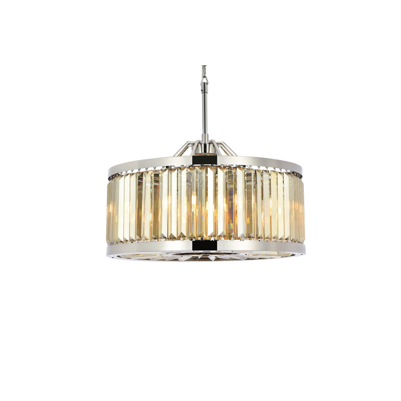 Dorinda 8 - Light Dimmable Drum Chandelier, Polished Nickel, Smoky