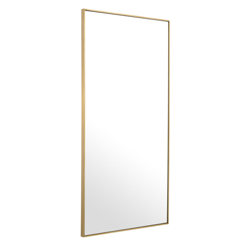 Miroir d'appoint moderne et contemporain en laiton brossé Redondo, 70,87 po x 35,43 po