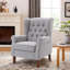 Button-Tufted Wingback Accent Chair - Solid Wood Legs with Rolled Arm &Thick Padded Cushion-987606961-996837706