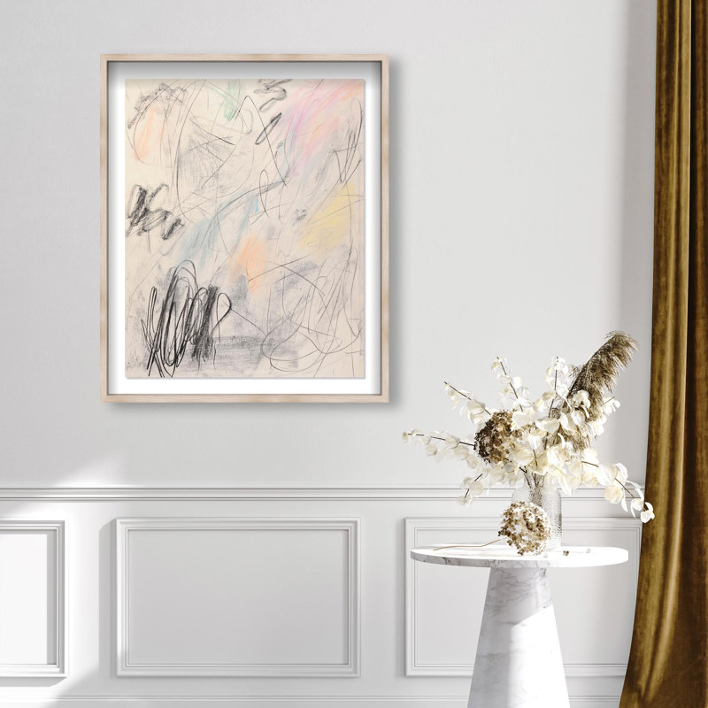 Oliver Gal Layered Scribbles III Abstract - Luxury Shadowbox Framed Wall Art, Cream, 32" H x 26" W