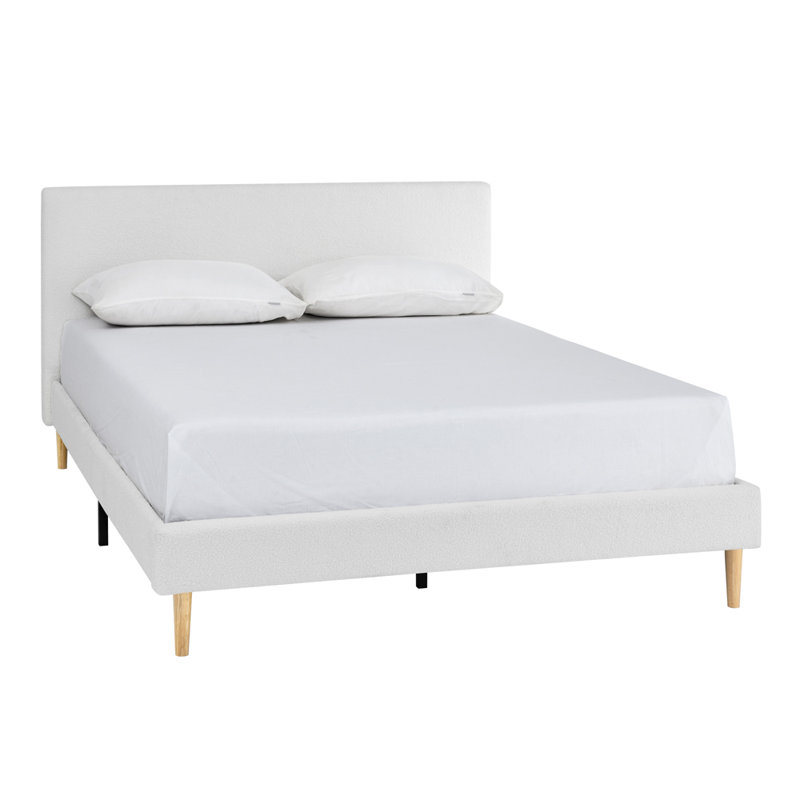 Upholstered Platform Bed, Queen, White