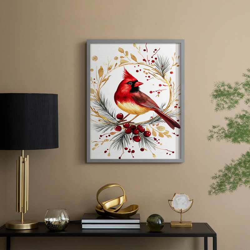 «Christmas Holiday Art CMXCII», reproduction d'art encadrée - bois massif, H 15 po x l 12 po, Gris