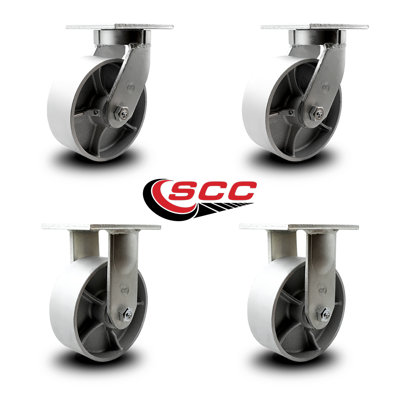 4 Piece Heavy Duty Semi Steel Cast Iron Caster Set