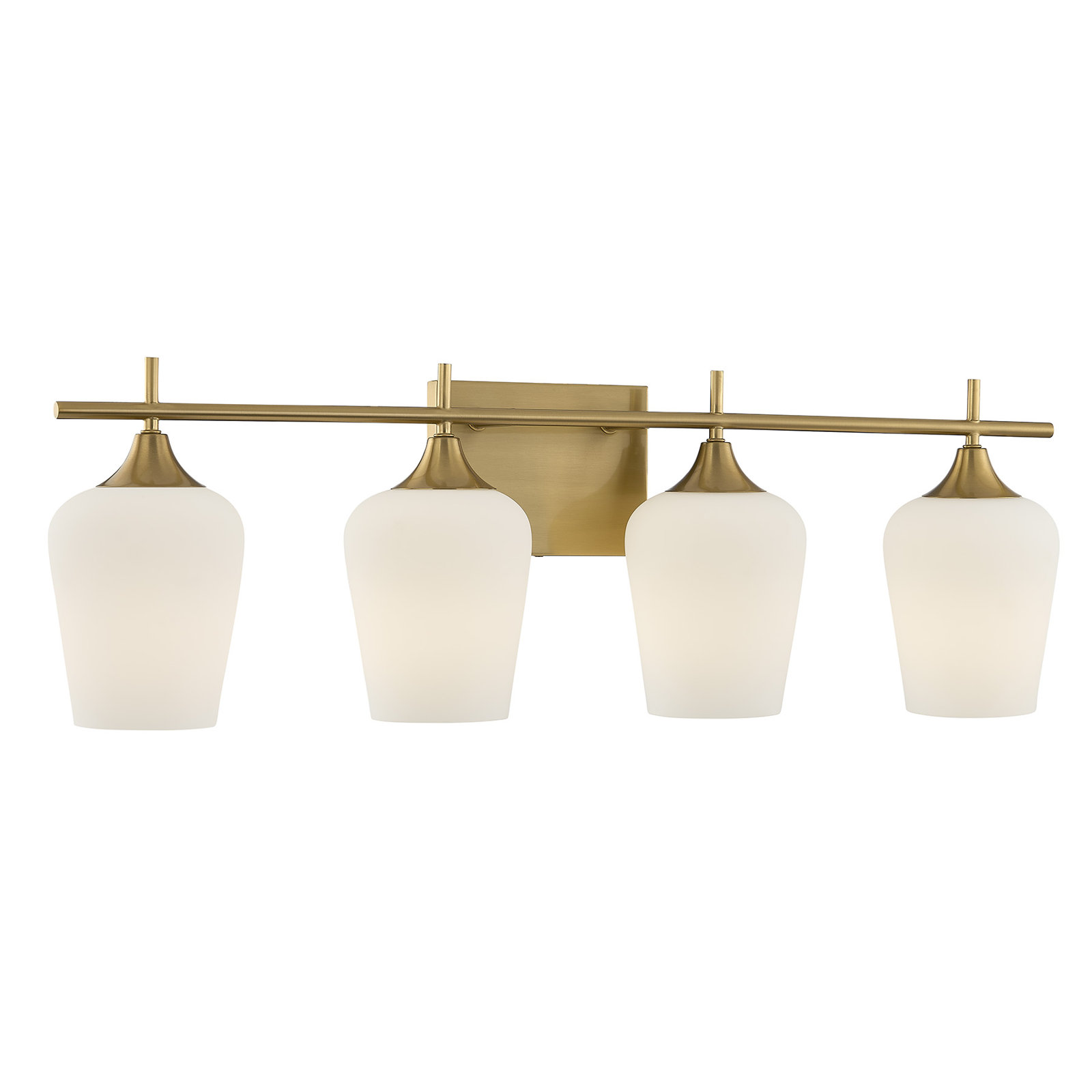 Breena 4-Light Dimmable Vanity Light, Warm Brass, White
