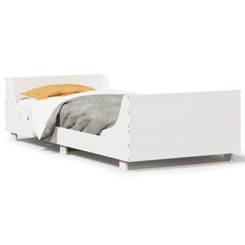 Solid Wood Bed Frame, 100 x 200 cm, White