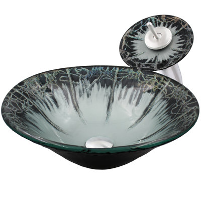 Novatto 17.25'' Glass Circular Bathroom Sink with Faucet