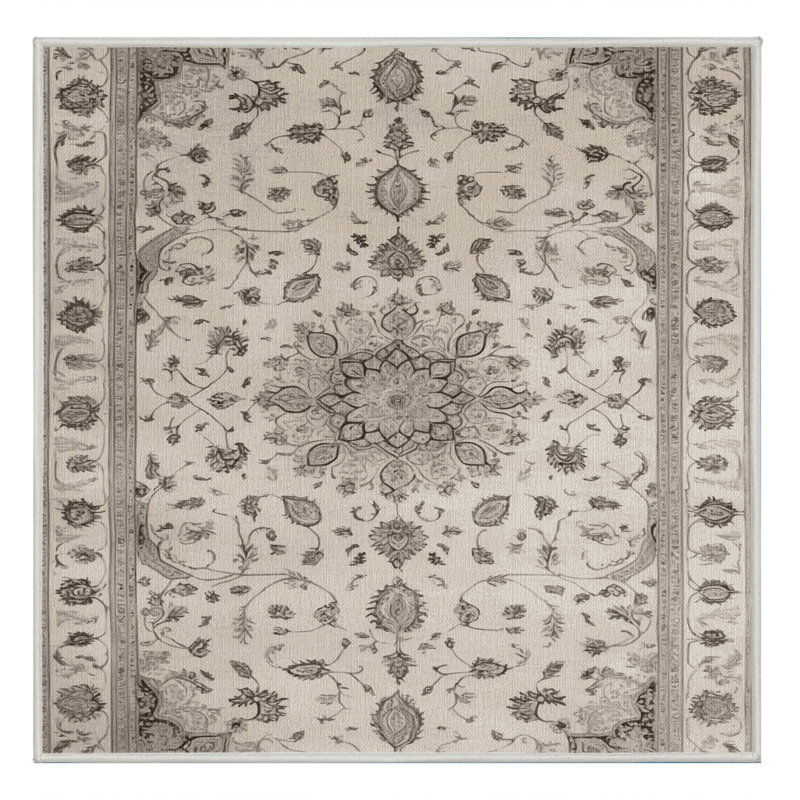 Tapis beige Tabriz lavable à la machine, Carré 7 pi