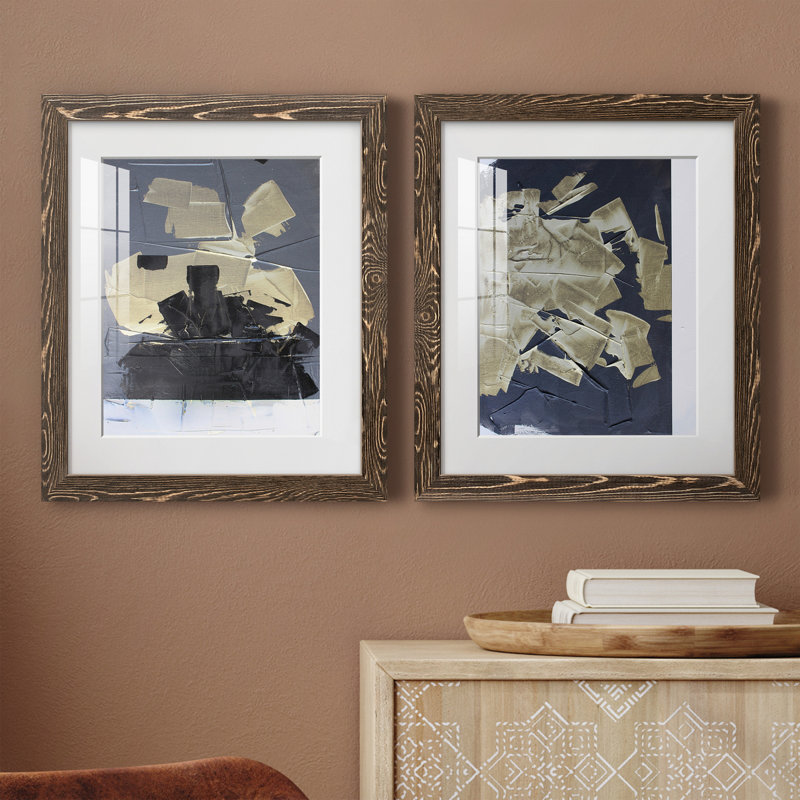 Reproduction encadrée Gold II, Papier, cadre noyer, H 20 po x l 17 po x P 1 po, Blanc