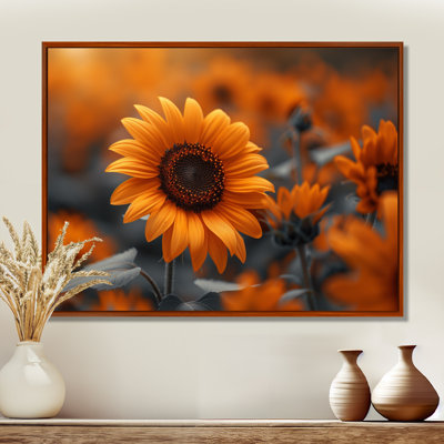 Jaune jaune noir champ de tournesols en automne I - tournesols, art mural salon