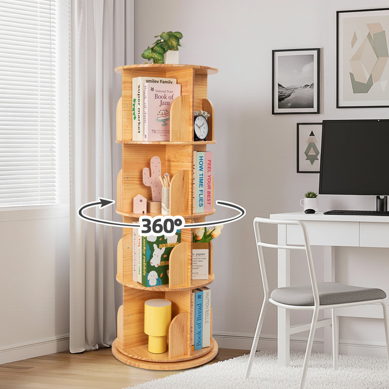 Solid Wood Rotating Bookshelf With Great Texture